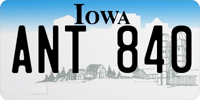 IA license plate ANT840