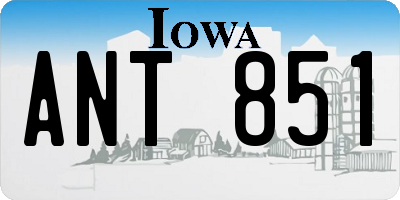 IA license plate ANT851