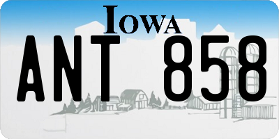 IA license plate ANT858