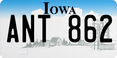 IA license plate ANT862