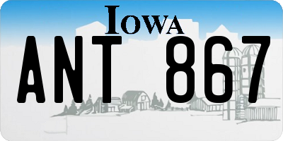 IA license plate ANT867