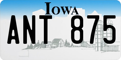 IA license plate ANT875