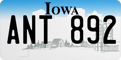 IA license plate ANT892