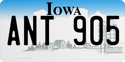 IA license plate ANT905