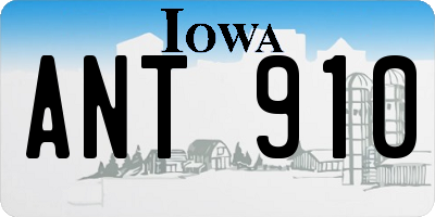 IA license plate ANT910