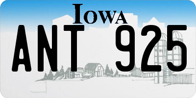 IA license plate ANT925