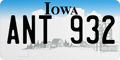 IA license plate ANT932