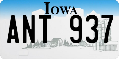 IA license plate ANT937