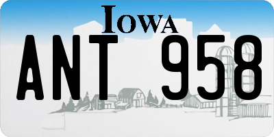 IA license plate ANT958