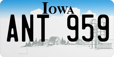 IA license plate ANT959