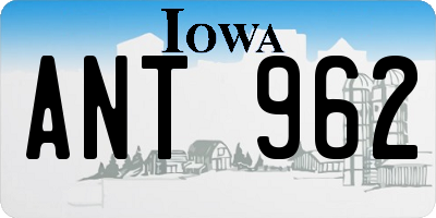 IA license plate ANT962