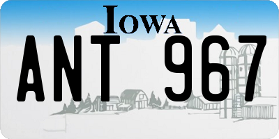 IA license plate ANT967