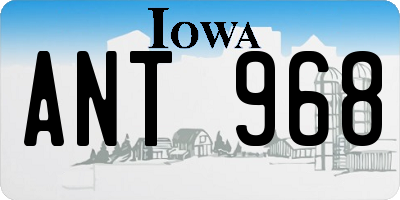 IA license plate ANT968