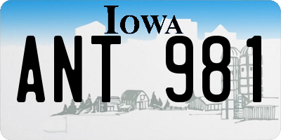 IA license plate ANT981
