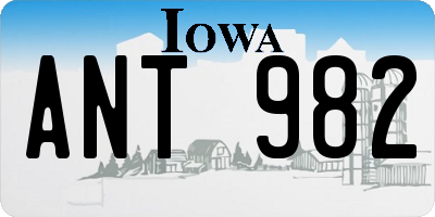 IA license plate ANT982