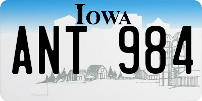 IA license plate ANT984