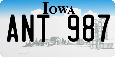 IA license plate ANT987
