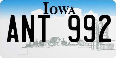 IA license plate ANT992