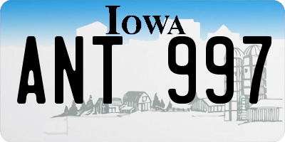 IA license plate ANT997