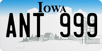 IA license plate ANT999