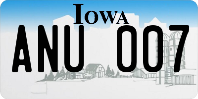 IA license plate ANU007