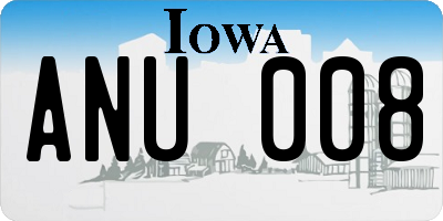 IA license plate ANU008