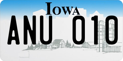 IA license plate ANU010