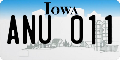 IA license plate ANU011