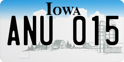 IA license plate ANU015