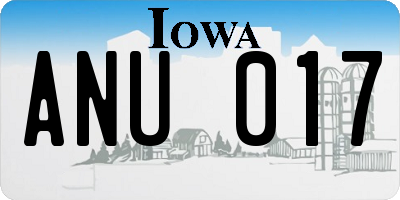 IA license plate ANU017