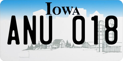 IA license plate ANU018