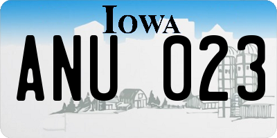 IA license plate ANU023