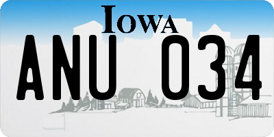 IA license plate ANU034