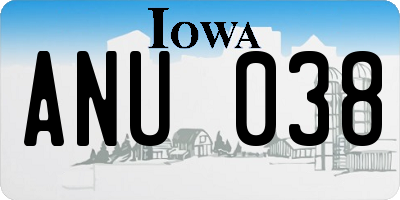 IA license plate ANU038