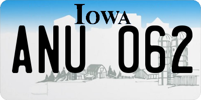 IA license plate ANU062