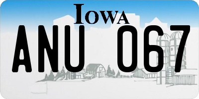 IA license plate ANU067