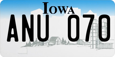IA license plate ANU070