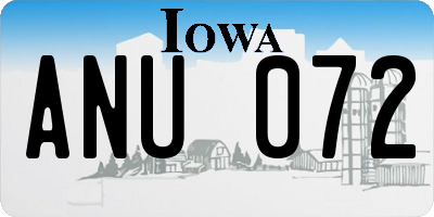 IA license plate ANU072