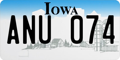 IA license plate ANU074