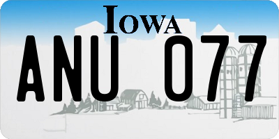 IA license plate ANU077