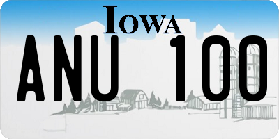 IA license plate ANU100