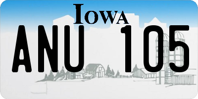 IA license plate ANU105