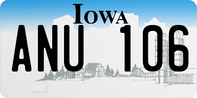 IA license plate ANU106