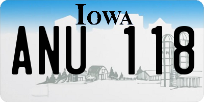 IA license plate ANU118
