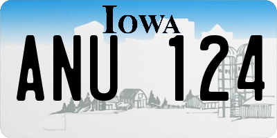 IA license plate ANU124