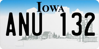 IA license plate ANU132