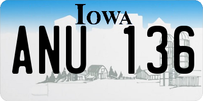 IA license plate ANU136