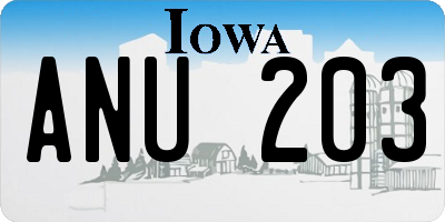 IA license plate ANU203