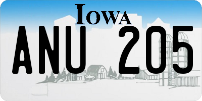 IA license plate ANU205