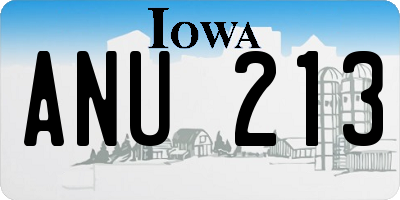 IA license plate ANU213